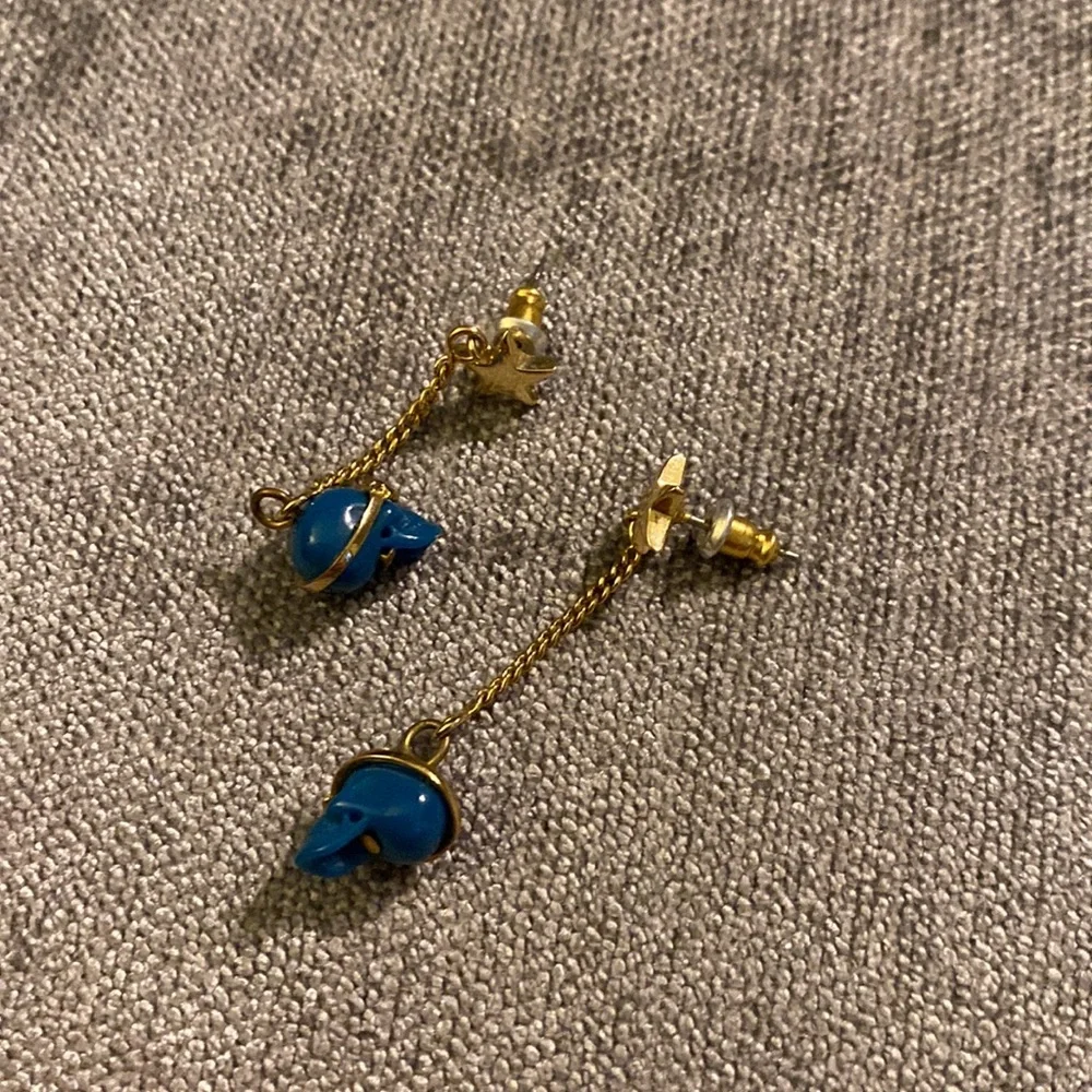 Blue and Gold Pirate Skull and Star Dangle Earrings, by Disney 2007 - Picture 3 of 3